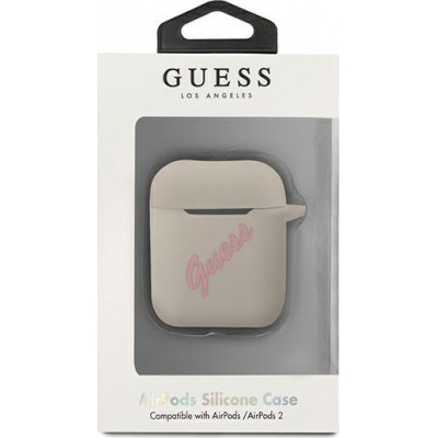 Guess Silicone Vintage Γκρι / Ροζ (Apple AirPods)