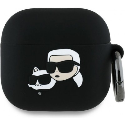 Karl Lagerfeld Karl & Choupette Heads 3D Silicone Case Black (Apple AirPods 4)