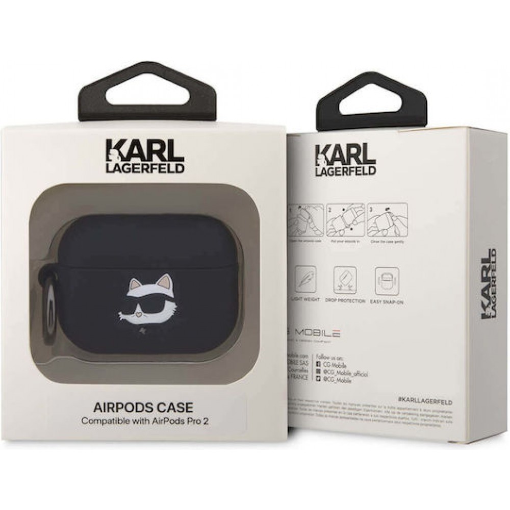 Karl Lagerfeld Choupette Head 3D Silicone Case Black (Apple AirPods Pro 2)