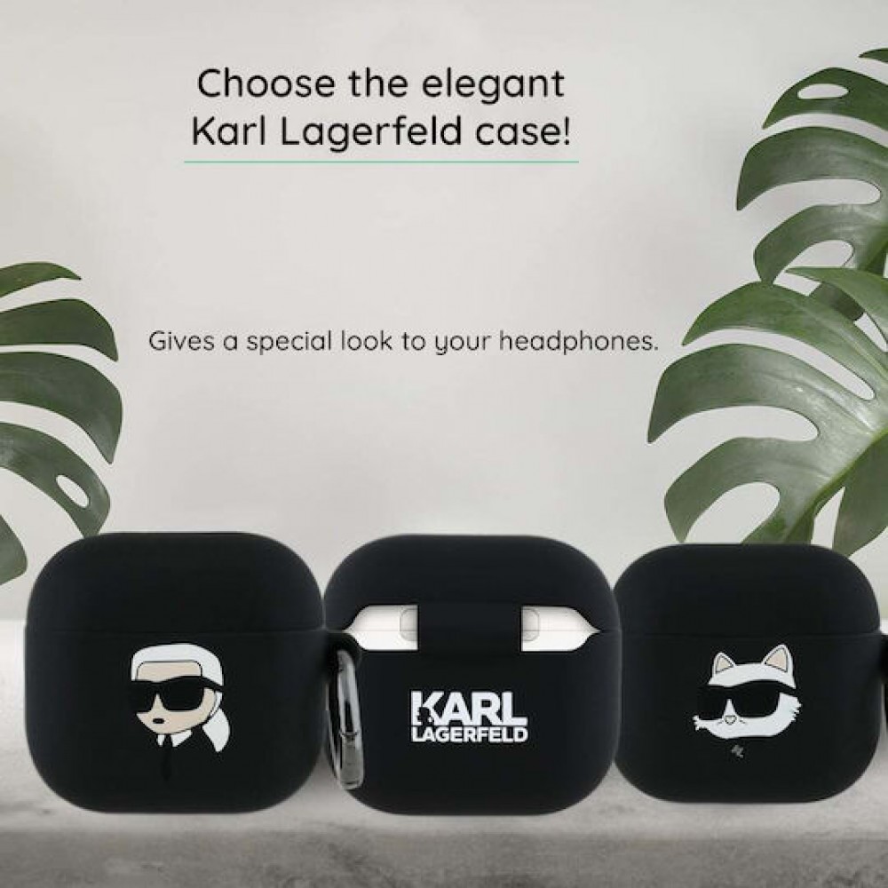 Karl Lagerfeld Choupette Head 3D Silicone Case Black (Apple AirPods 4)