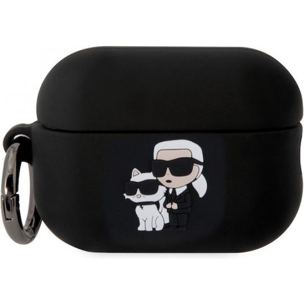 Karl Lagerfeld Choupette and Karl Silicone Case Black (Apple AirPods Pro 2)