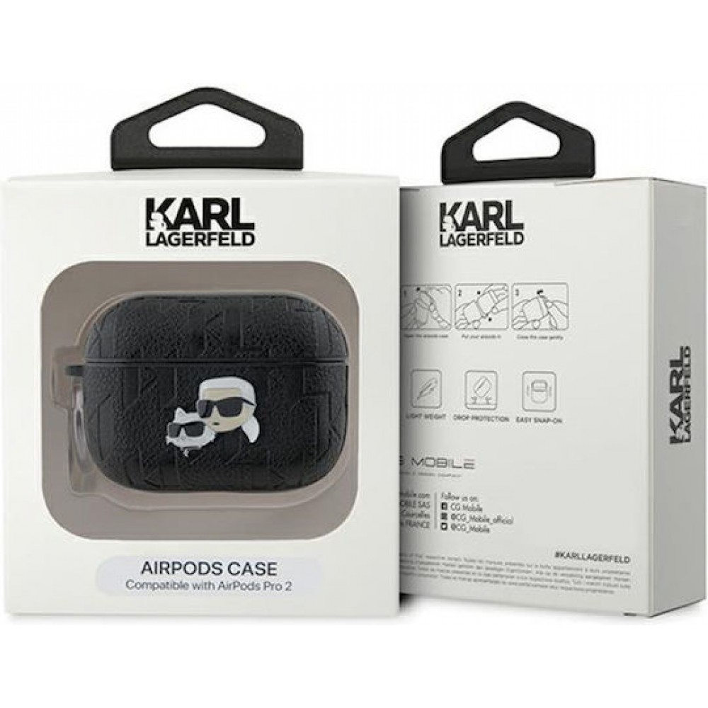 Karl Lagerfeld Choupette and Karl Heads Silicone Case Black (Apple AirPods Pro 2)
