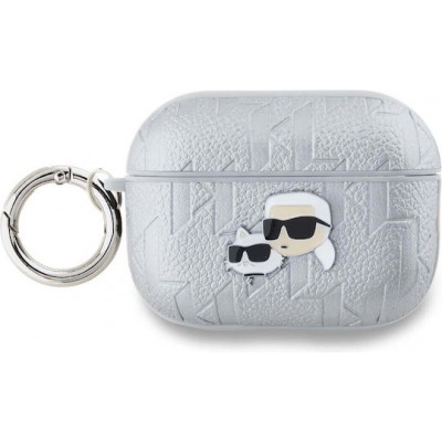 Karl Lagerfeld Choupette and Karl Heads Silicone Case Silver (Apple AirPods Pro 2)