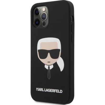 Karl Lagerfeld Faceplate Back Cover Σιλικόνης Μαύρο (iPhone 12 / 12 Pro)