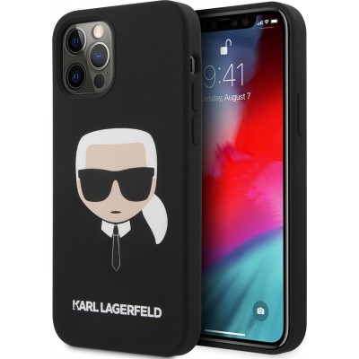 Karl Lagerfeld Faceplate Back Cover Σιλικόνης Μαύρο (iPhone 12 / 12 Pro)
