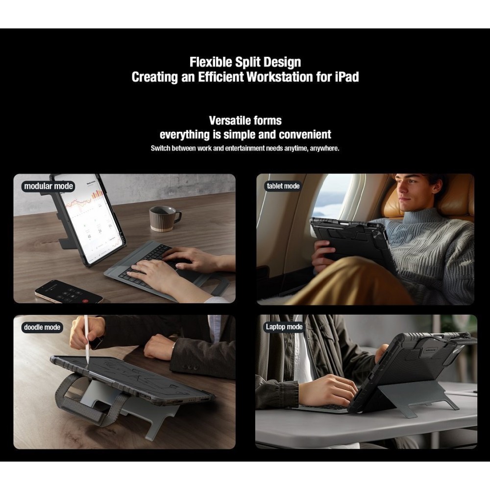 Nillkin Bumper Go Τσάντα Ανθεκτική με Πληκτρολόγιο Μαύρη (iPad Pro 2022 11''/ iPad Pro 2021 11"/ iPad Air 2020/2022/ iPad Pro 2020 11")