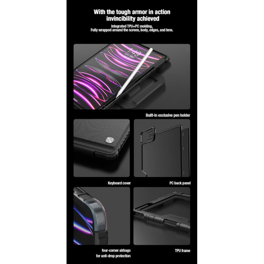 Nillkin Bumper Go Τσάντα Ανθεκτική με Πληκτρολόγιο Μαύρη (iPad Pro 2022 11''/ iPad Pro 2021 11"/ iPad Air 2020/2022/ iPad Pro 2020 11")