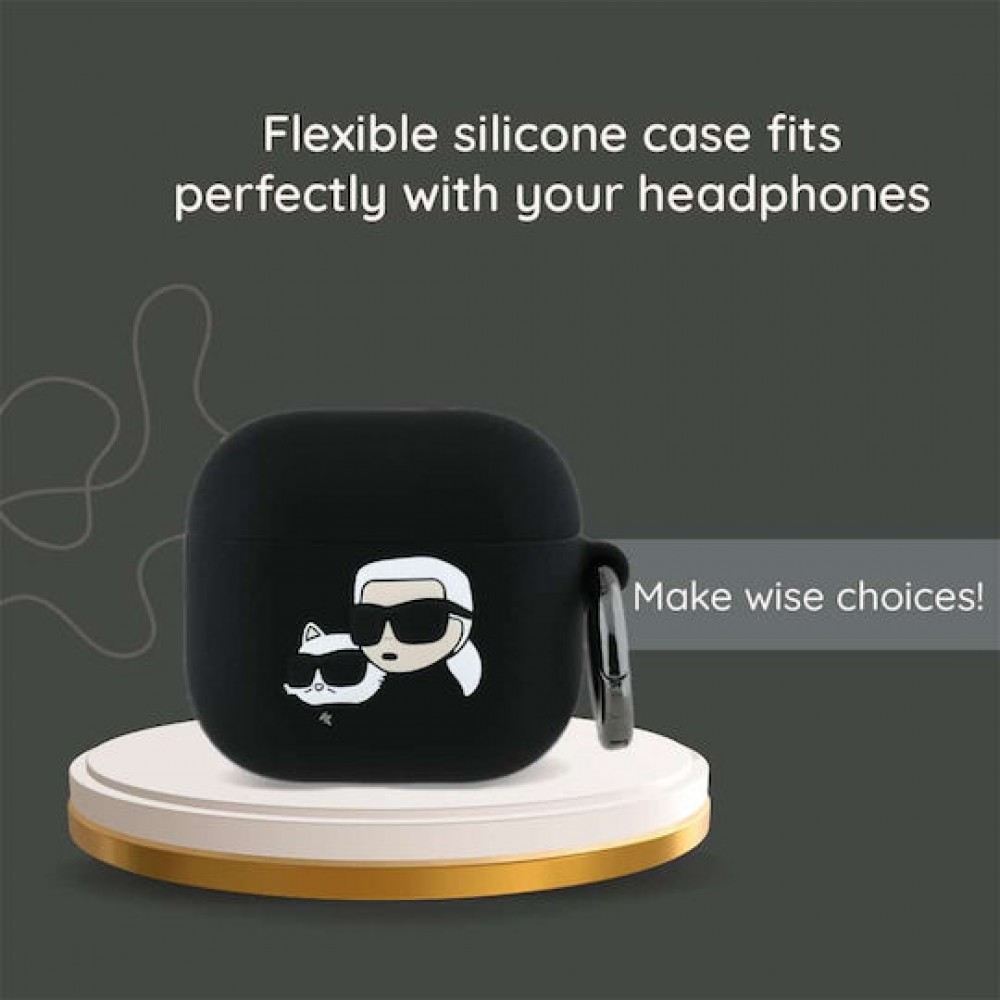 Karl Lagerfeld Choupette Head 3D Silicone Case Black (Apple AirPods 4)