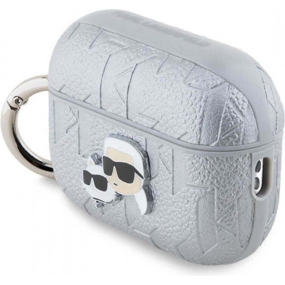 Karl Lagerfeld Choupette and Karl Heads Silicone Case Silver (Apple AirPods Pro 2)