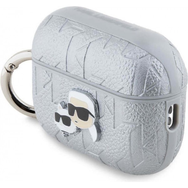 Karl Lagerfeld Choupette and Karl Heads Silicone Case Silver (Apple AirPods Pro 2)
